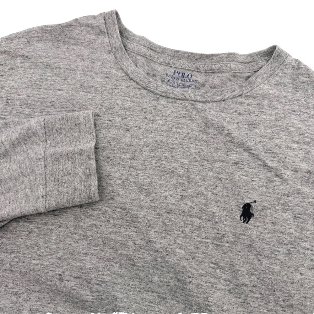 Polo Ralph Lauren Long Sleeve T Shirt Mens XL Gray Custom Slim Fit Pony Logo